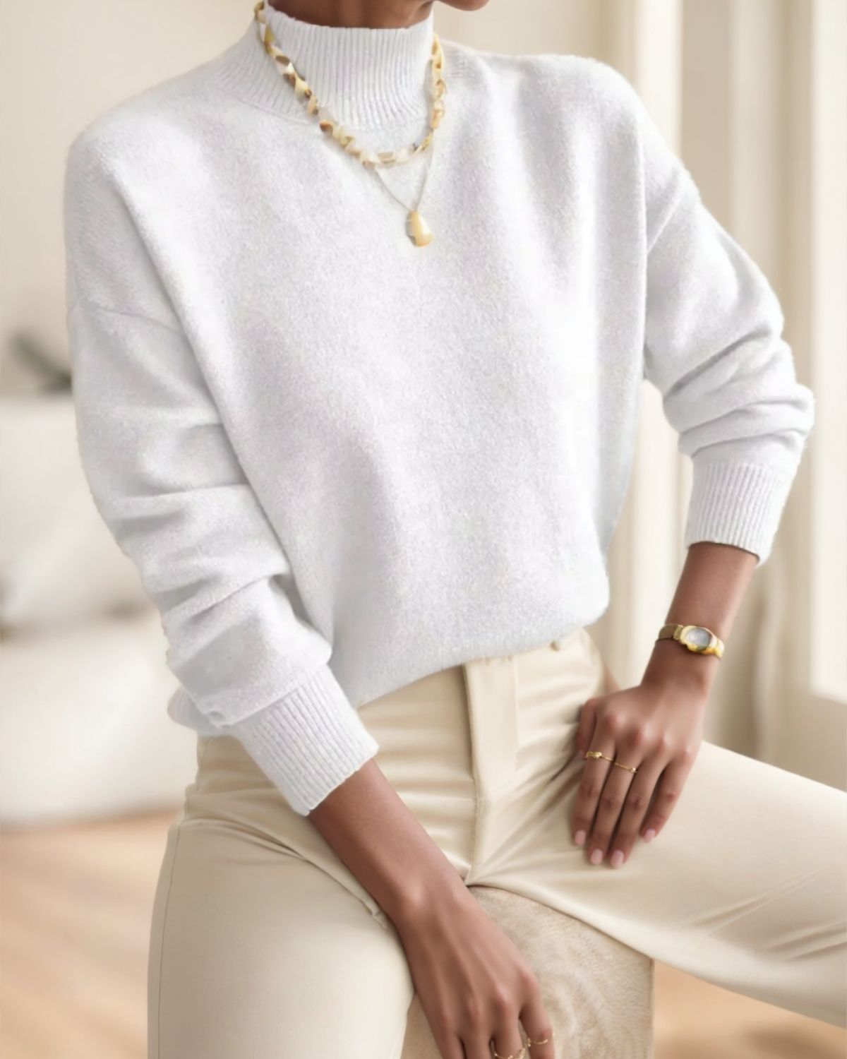 Cynthia - Cosy High-Neck Soft Knit Jumper for Women