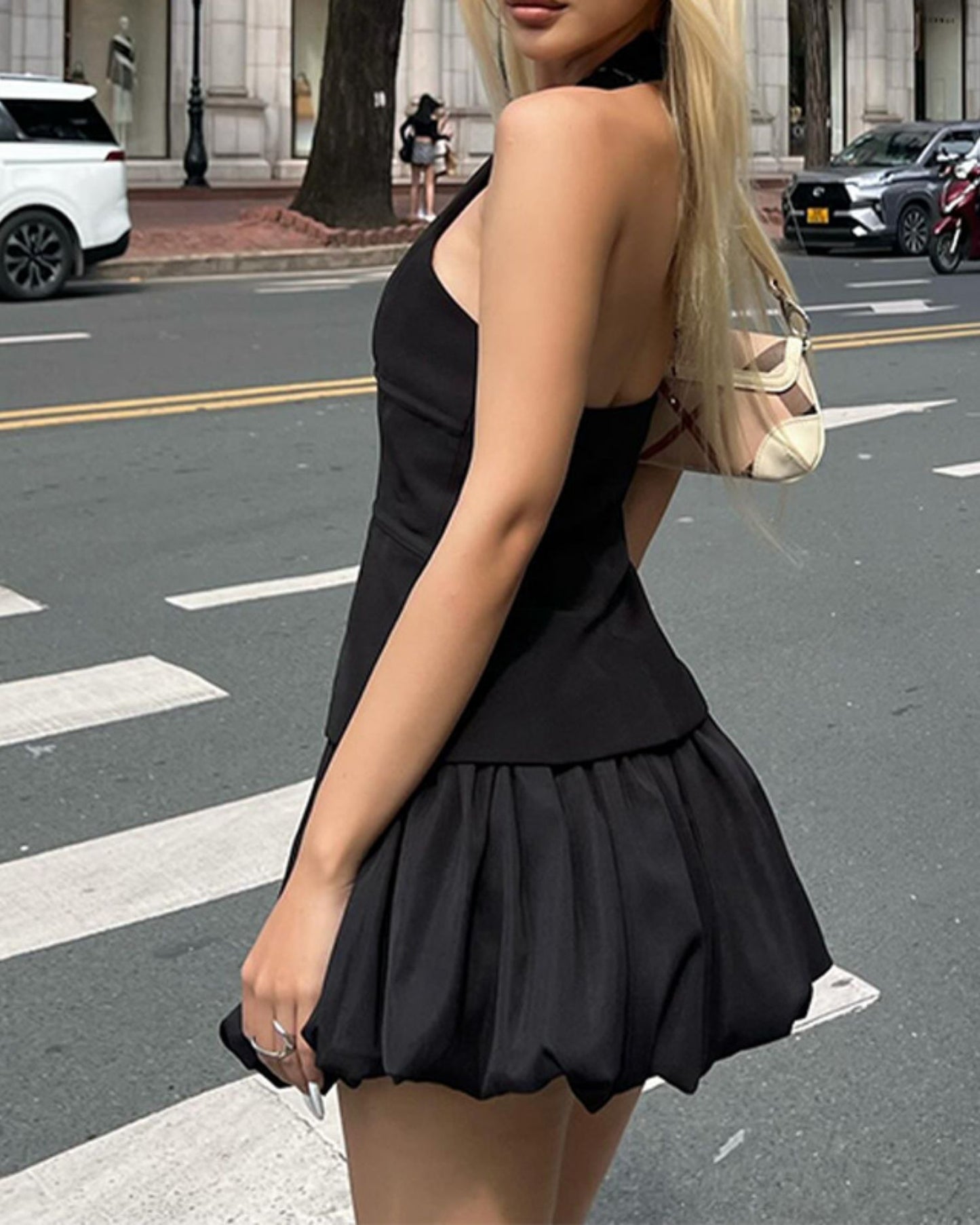Margaret - Chic Black Halter Mini Dress for Women