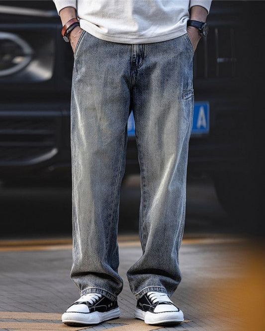 Miles - Relaxed Fit Washed Grey Denim Jeans for Men