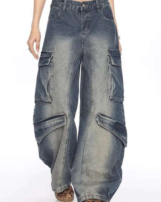 Hannah - Trendy Baggy Cargo Jeans for Women