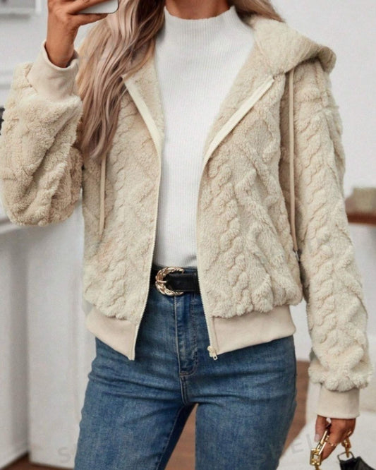 Bellamy - Cosy Textured Zip-Up Hoodie for Women