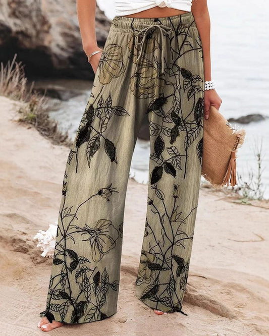 Bailee - Stylish Wide-Leg Floral Drawstring Pants for Women