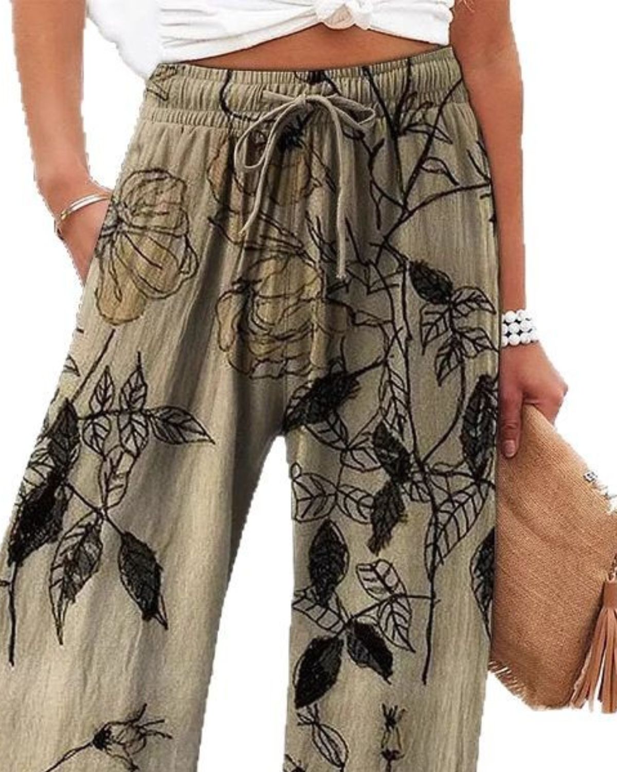 Bailee - Stylish Wide-Leg Floral Drawstring Pants for Women