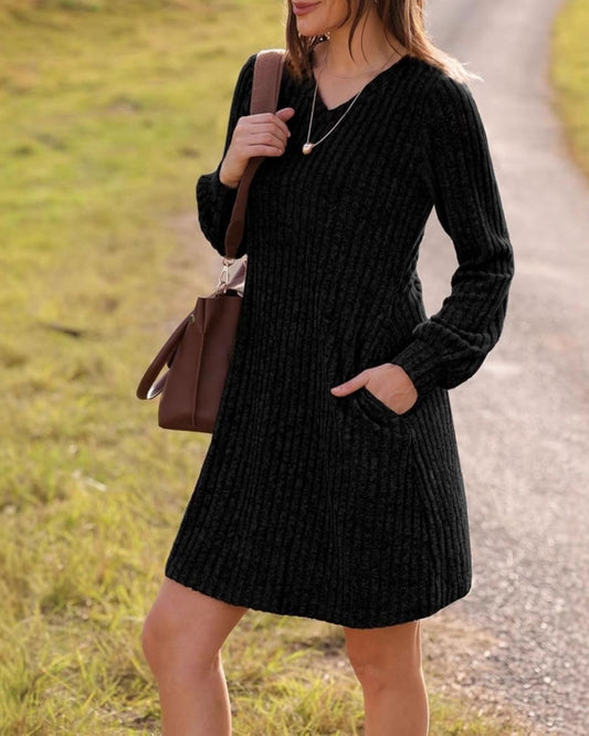Clara - Relaxed Ribbed Knit Sweater Dress for Women