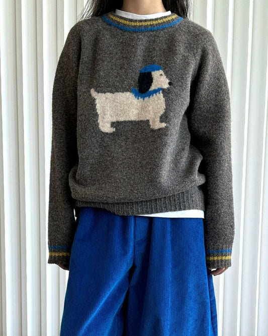Alena - Cosy Dog Print Knit Sweater for Women