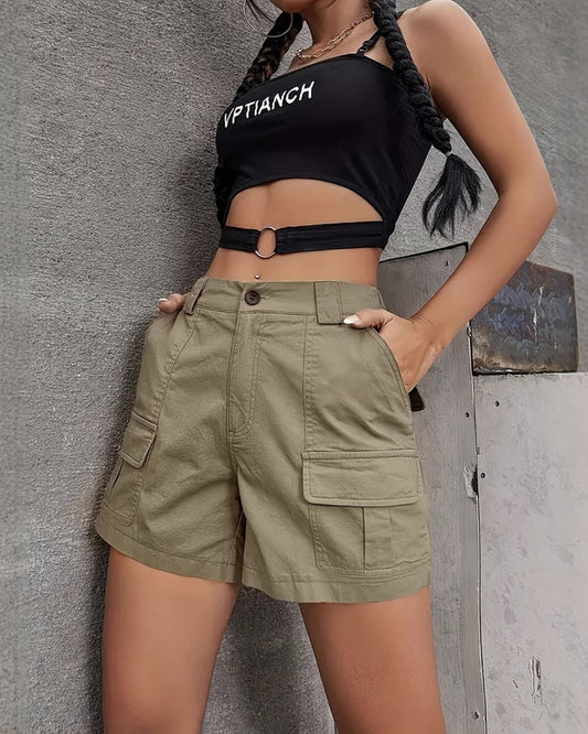 Kairi - Trendy High-Waisted Utility Cargo Shorts for Women