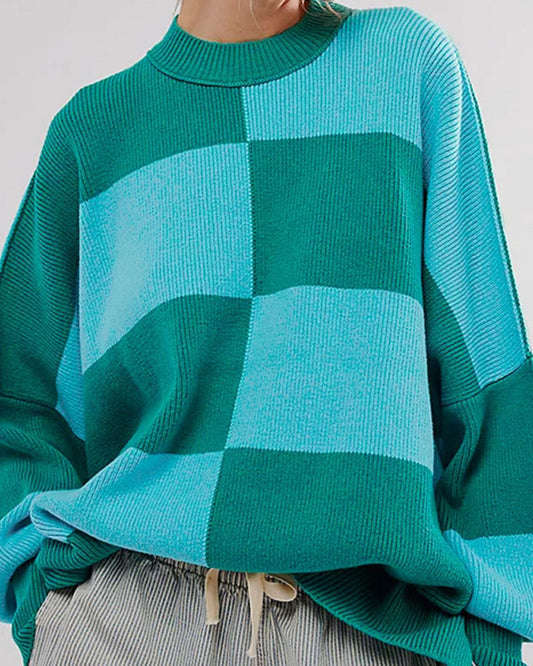 Berkley - Cosy Oversized Checkered Knit Jumper for Women