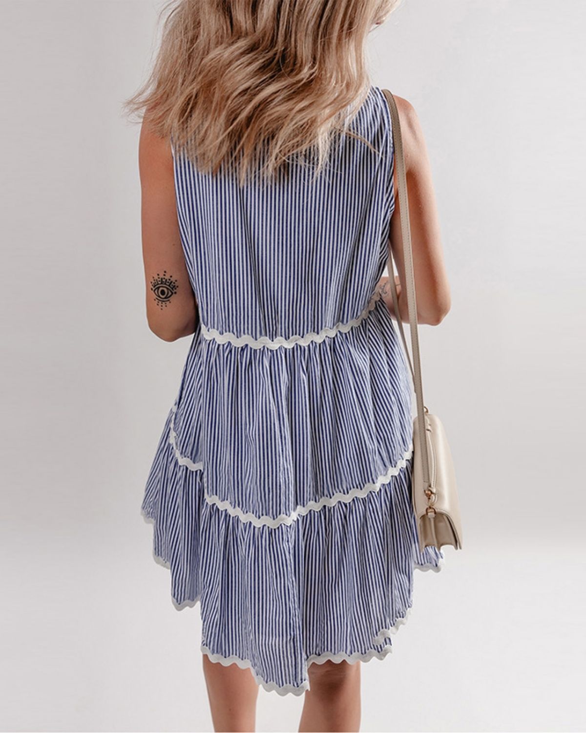 Carolina - Classic Striped Ruffle Edge Dress for Women